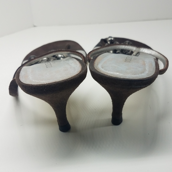 Dolce & Gabbana Brown Suede Embellished Sandals - Picture 6 of 12